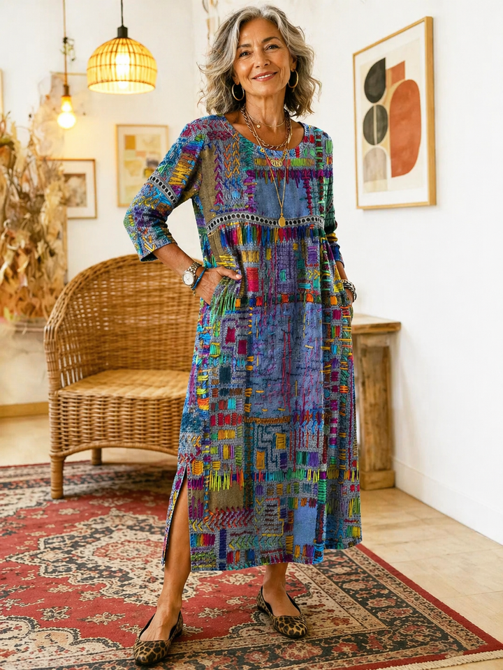 Isabelle | Ethnisches Patchwork-Kleid