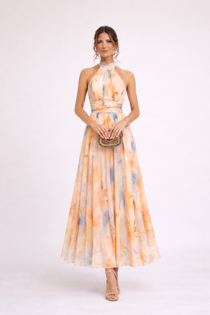CAMILLE - Aquarell Halterkleid