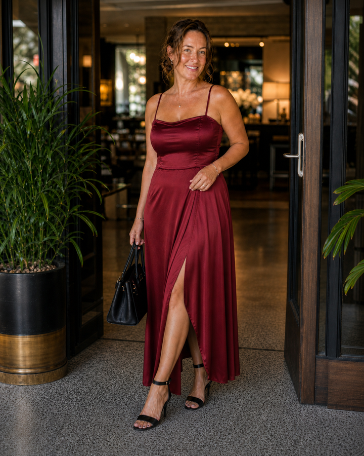 Damen Ärmelloses Maxi-Wickelkleid mit Vorder-Schlitz