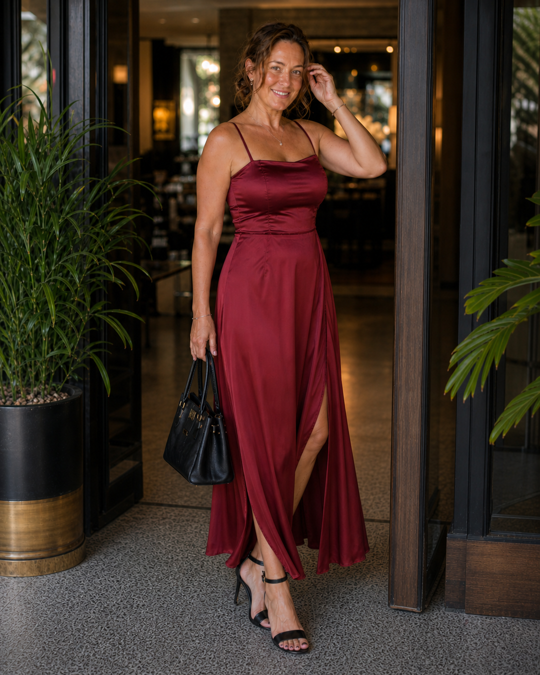 Damen Ärmelloses Maxi-Wickelkleid mit Vorder-Schlitz