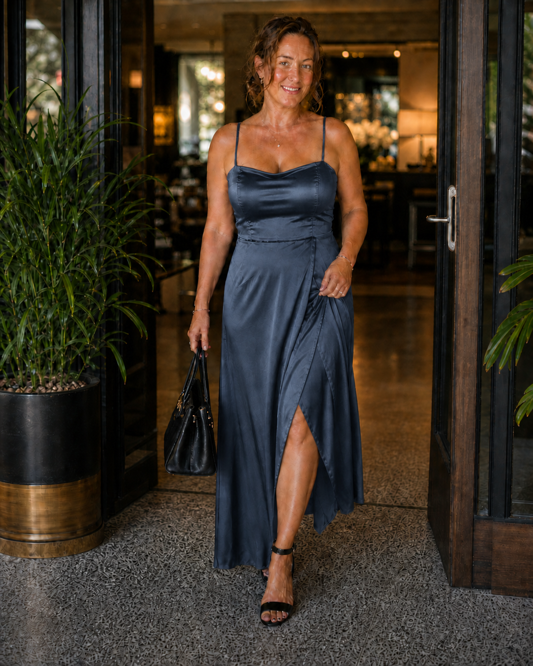 Damen Ärmelloses Maxi-Wickelkleid mit Vorder-Schlitz