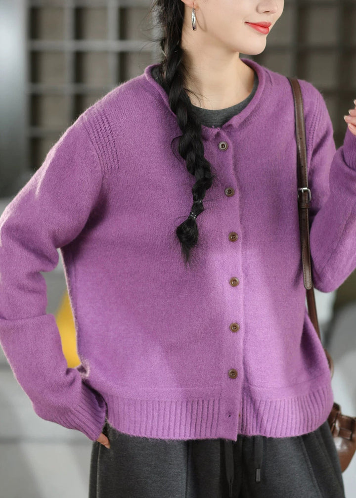 Damen Strickjacke mit Rundhalsausschnitt und lockerer Passform