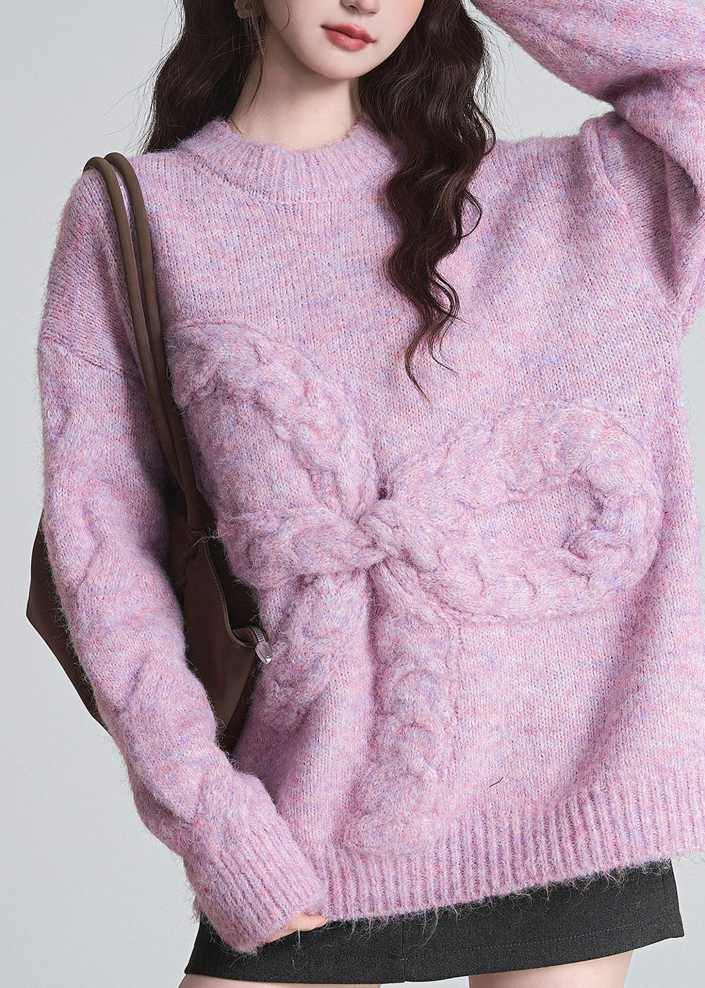 Damen Pullover mit Rundhalsausschnitt und Schleife