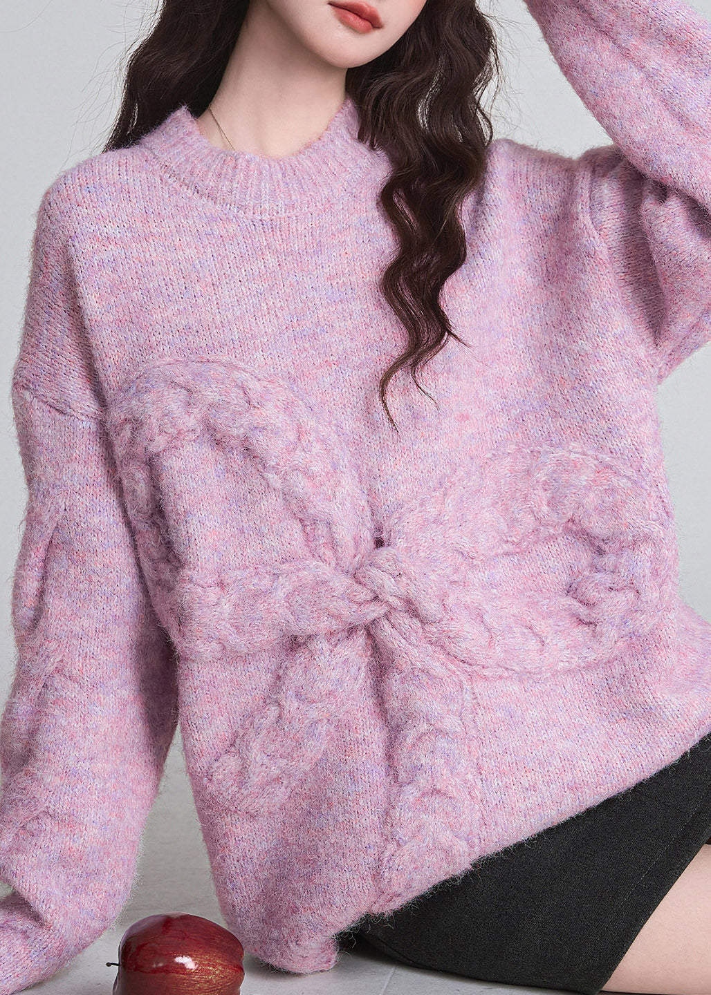 Damen Pullover mit Rundhalsausschnitt und Schleife