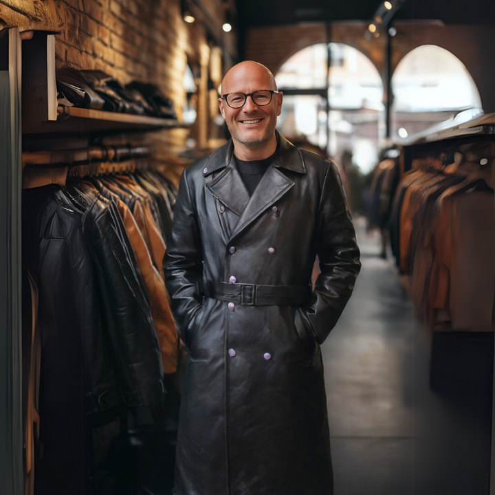 Klassischer Herren-Trenchcoat aus Leder - Jari