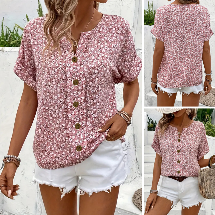 Cindy™ | Bluse mit floralem Druck und abgestuftem Kragen