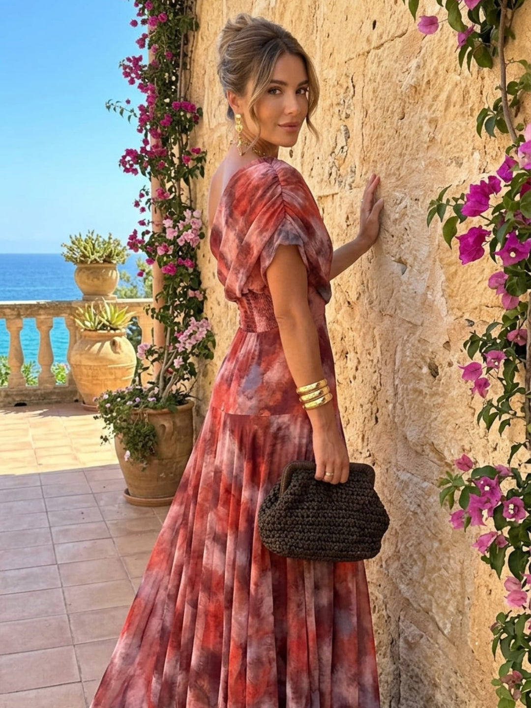 Damen One-Shoulder Maxikleid