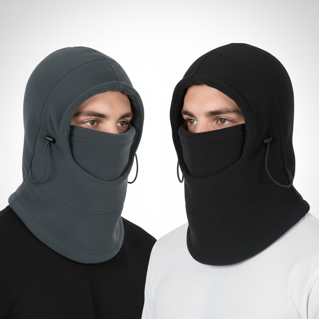 Dreifachfunktion Haube mit Gesichtsmaske und Kordelzug