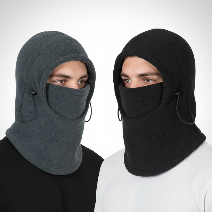 Dreifachfunktion Haube mit Gesichtsmaske und Kordelzug