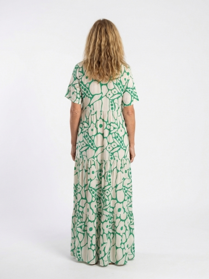 Zuleika | Kurzärmliges V-Ausschnitt Blumen-Midi-Kleid