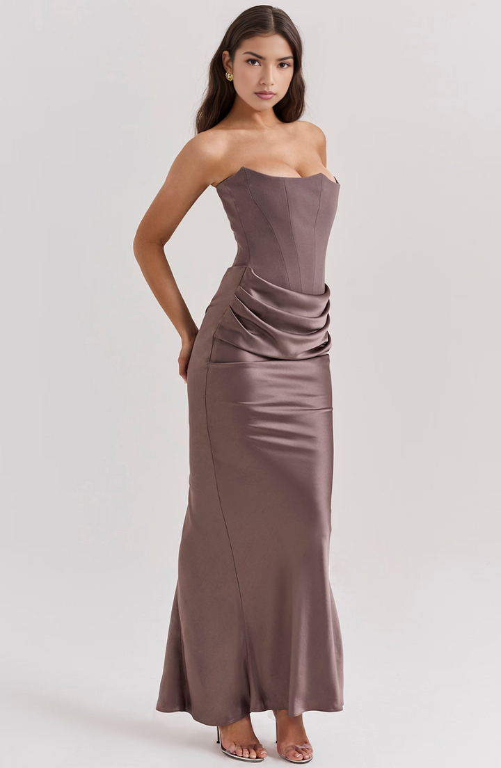 Mia | Damen Trägerloses Maxikleid