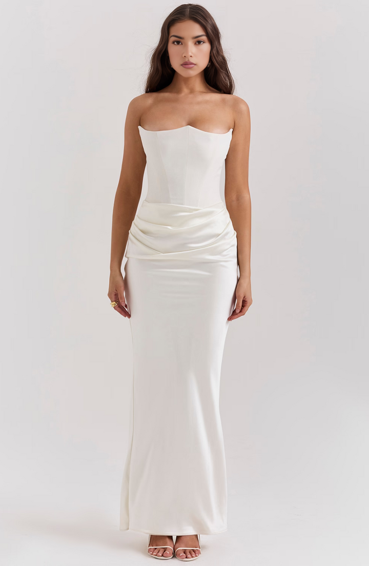 Mia | Damen Trägerloses Maxikleid