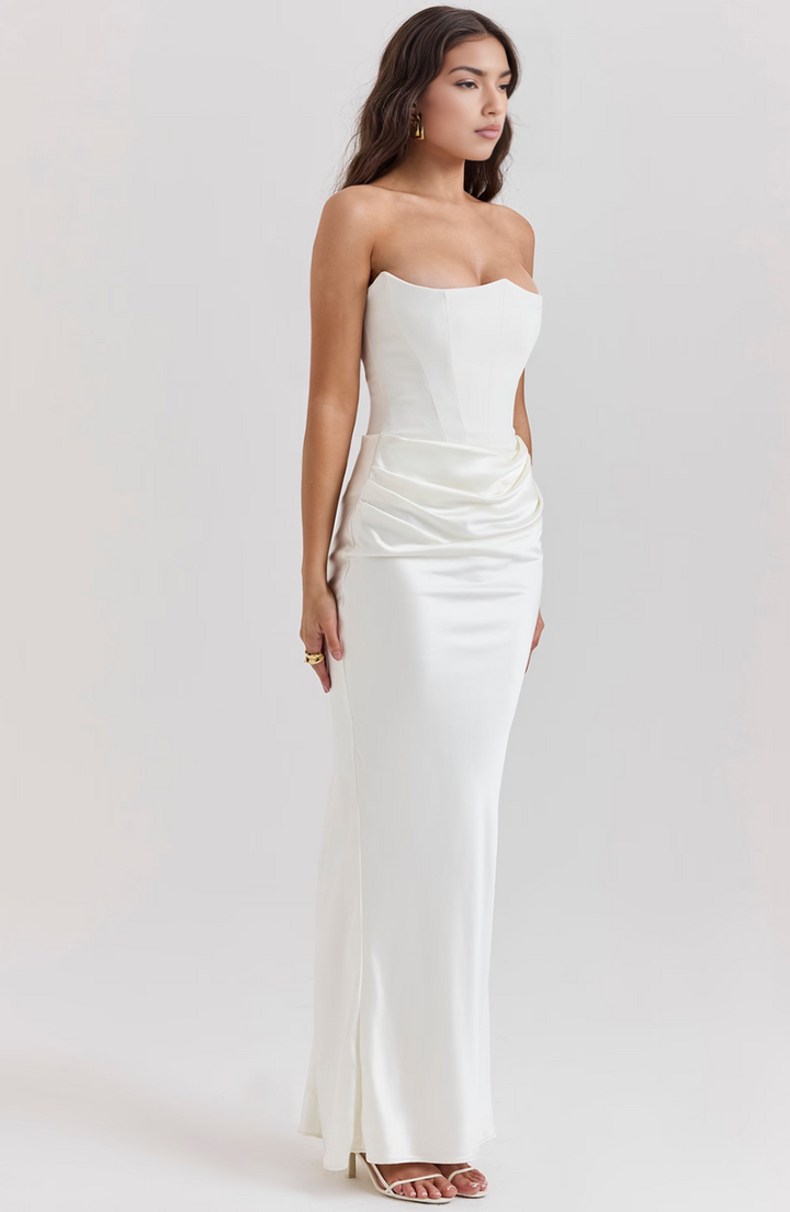 Hera - Elegantes Retro-Einfarbiges Trägerloses Partykleid