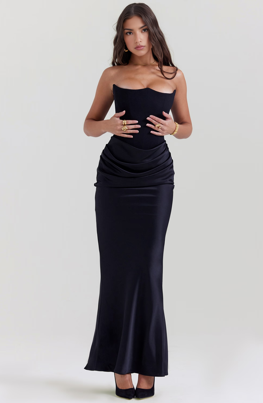 Mia | Damen Trägerloses Maxikleid