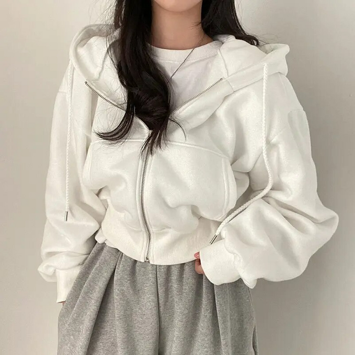Veste à capuche oversize pour femme avec fermeture éclair et poches