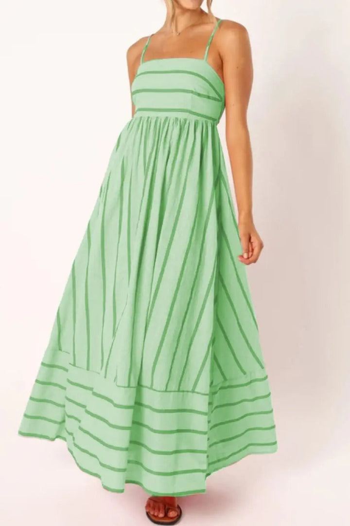 Damen Maxikleid mit quadratischem Ausschnitt und ärmellos gestreift