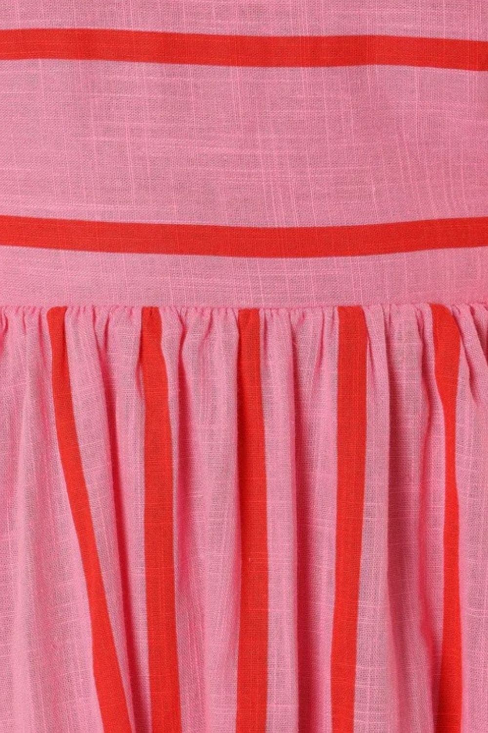 Damen Maxikleid mit quadratischem Ausschnitt und ärmellos gestreift