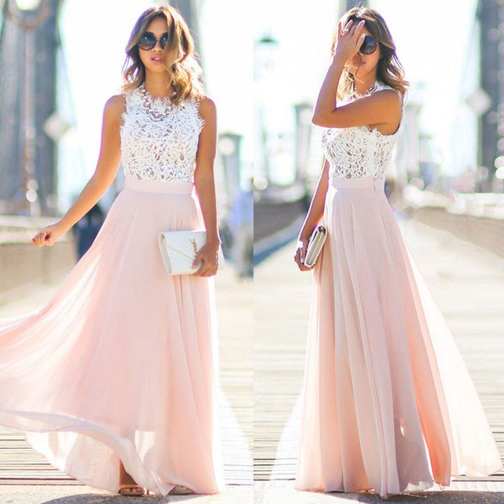 Damen Ärmelloses Maxikleid mit Spitzenoberteil