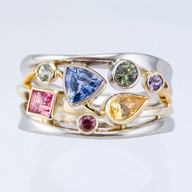 Vintage Ring Bunter Zirkon