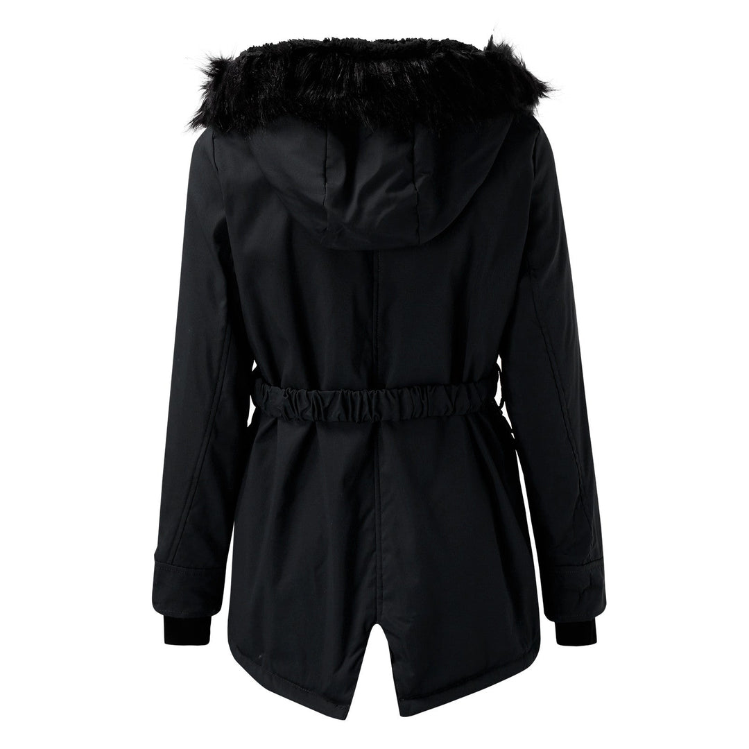 Damenparka mit Kapuze, Knöpfen und Taschen
