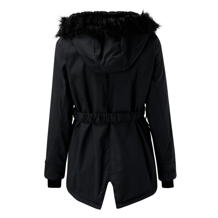 Damenparka mit Kapuze, Knöpfen und Taschen