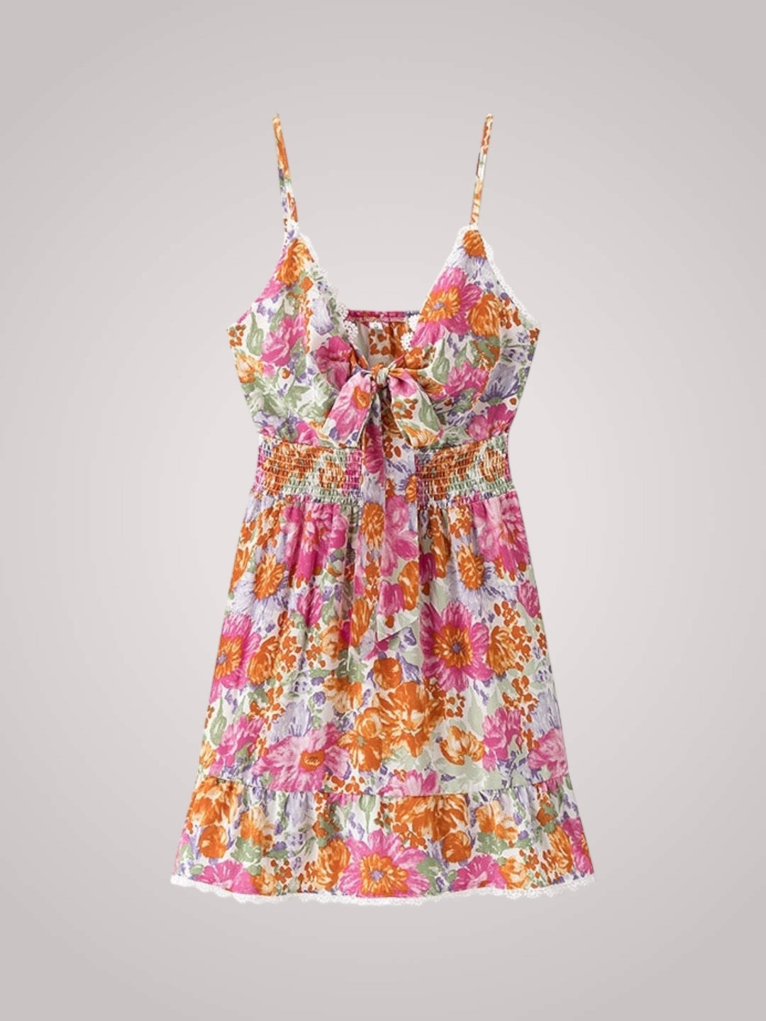 Rosie | Damen Mini-Blumenkleid mit Rüschensaum