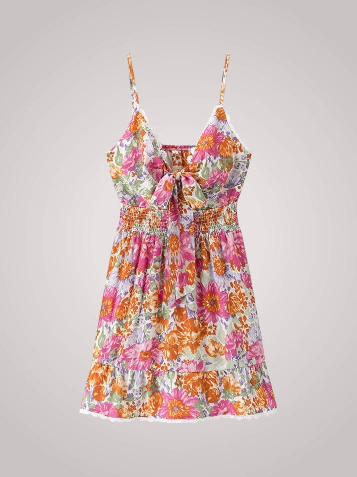 Rosie | Damen Mini-Blumenkleid mit Rüschensaum