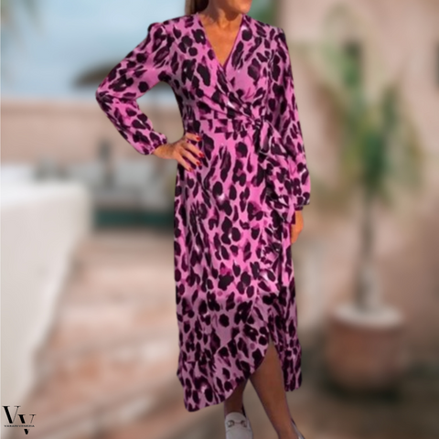 Elena™ | Leopardenkleid mit V-Ausschnitt