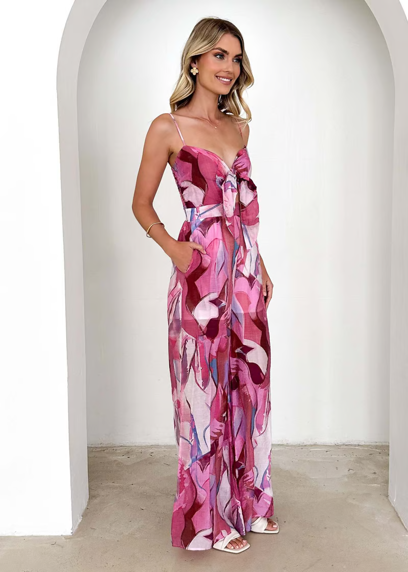Isadora | Damen Ärmelloser Cut-Out Jumpsuit mit Taschen