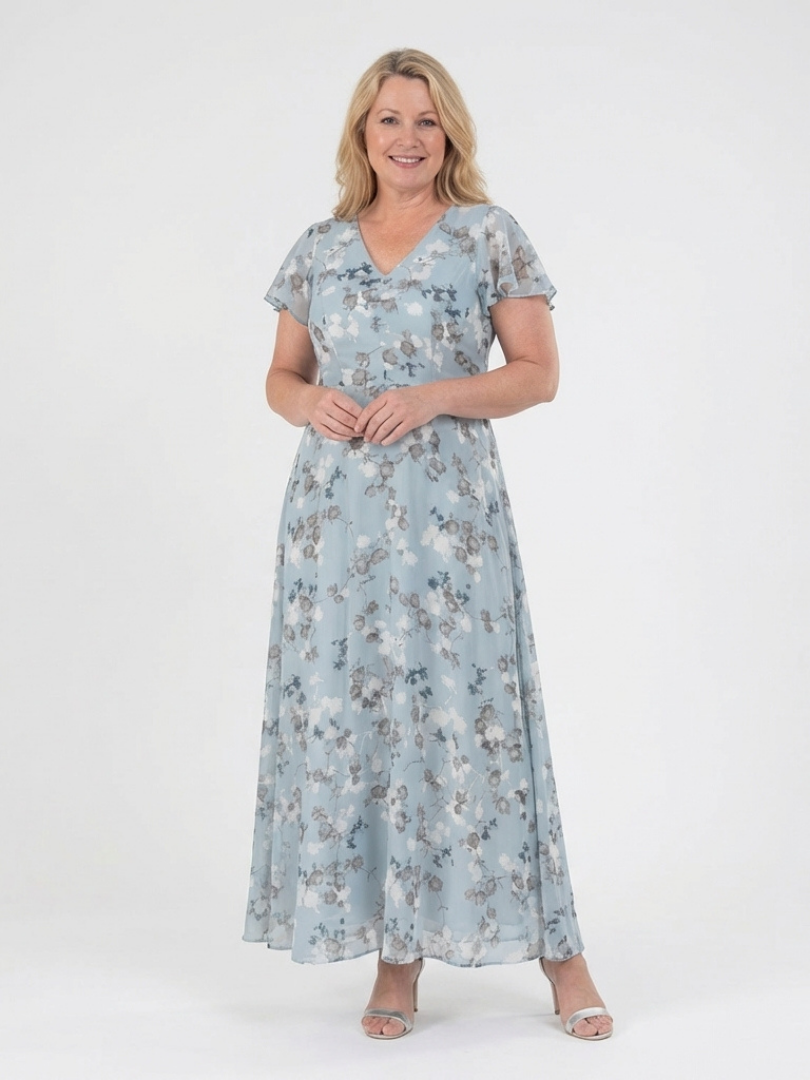 Ismeria | Floral Chiffon Maxikleid