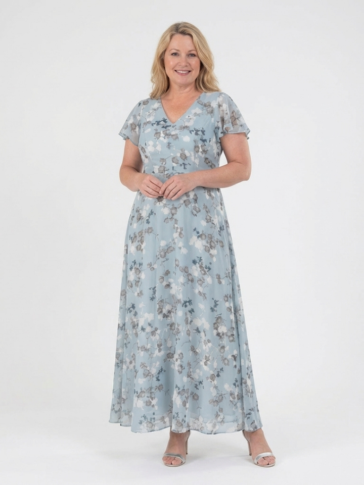 Ismeria | Floral Chiffon Maxikleid