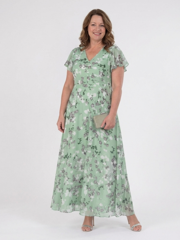 Ismeria | Floral Chiffon Maxikleid