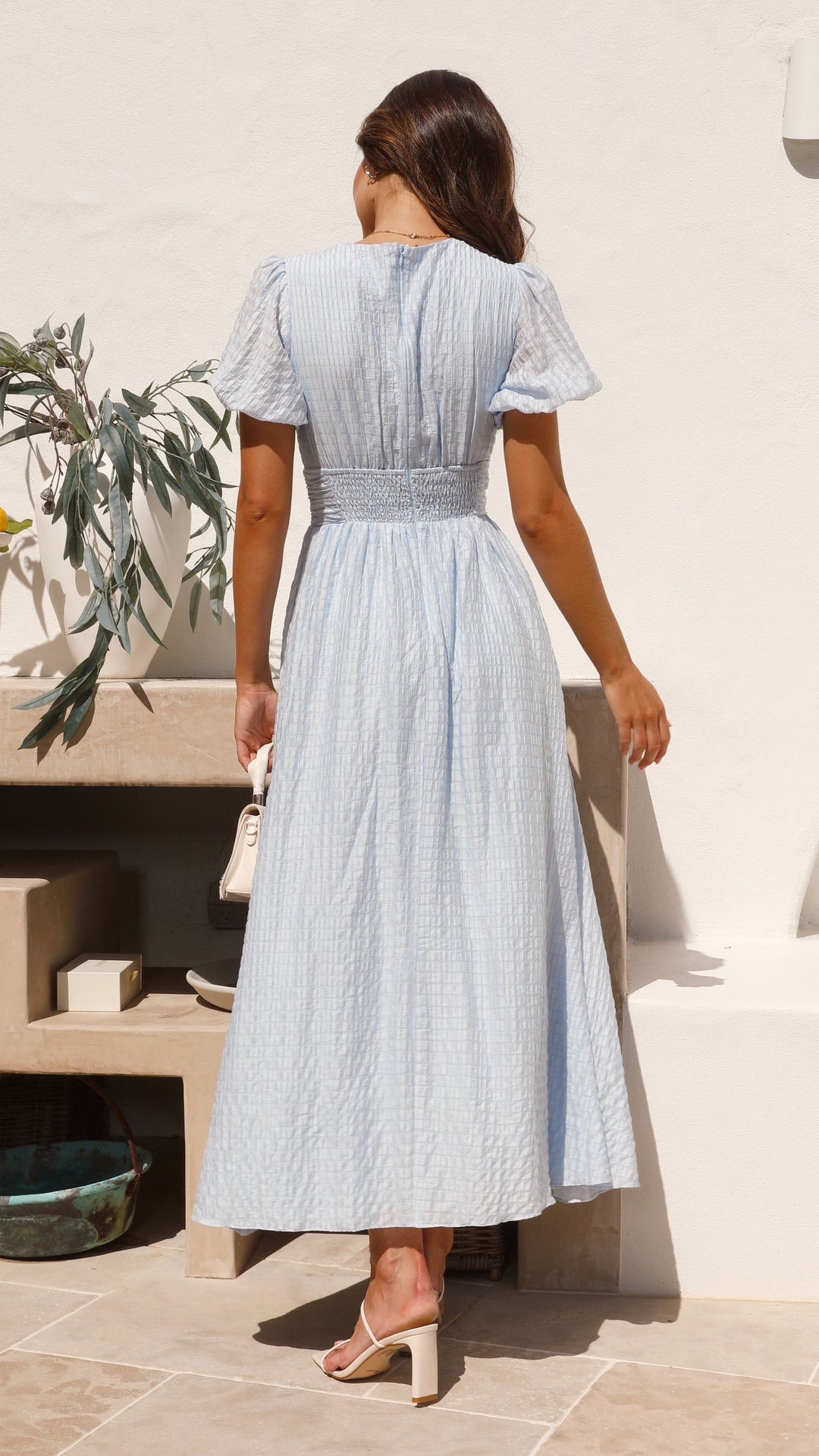 Yara | Damen V-Ausschnitt Maxi-Kleid mit Knöpfen