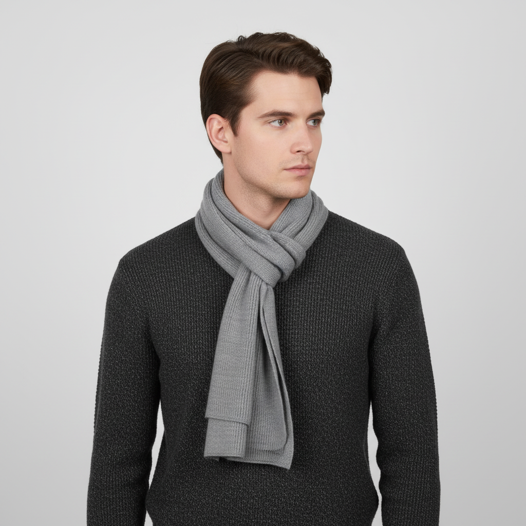 Langer Gestrickter Unisex Schal mit Rippenstruktur
