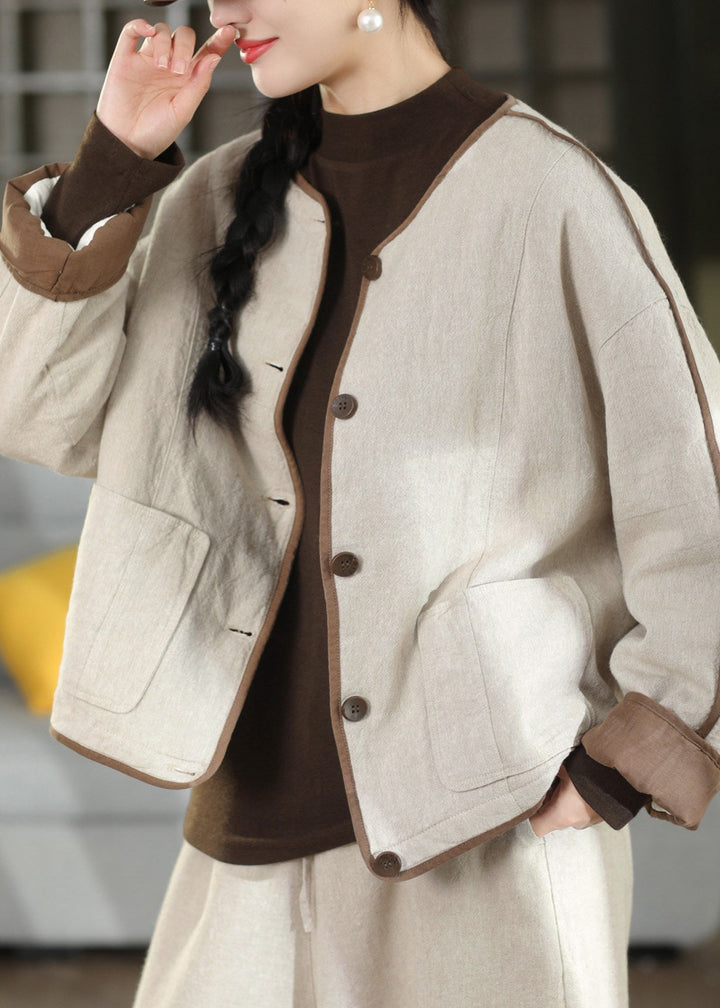 Damen Jacke mit Rundhalsausschnitt, Knöpfen und Taschen