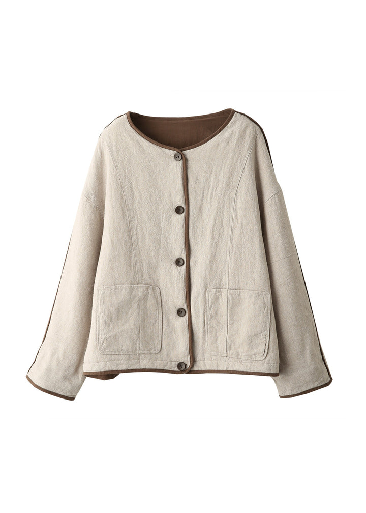 Damen Jacke mit Rundhalsausschnitt, Knöpfen und Taschen