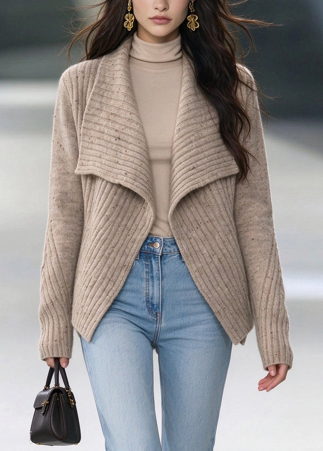 Damen Strickjacke mit asymmetrischem Saum und Peter-Pan-Kragen