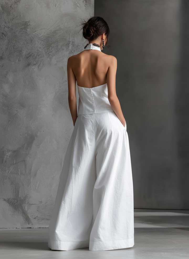 Lässiges Damen-Top- und Rock-Set mit Neckholder und ärmellos