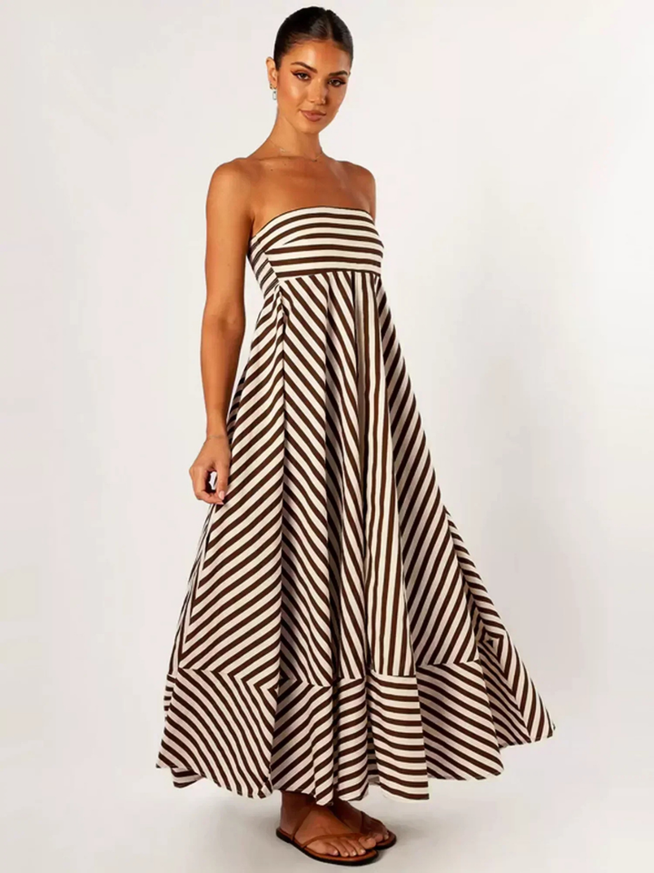 Margaux | Damen Gestreiftes Maxikleid