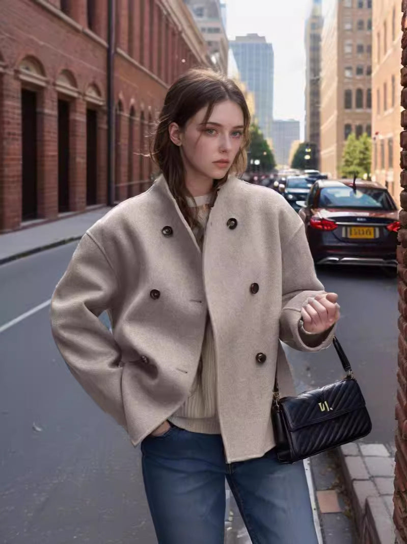 Damen Oversized Jacke mit Doppelreißverschluss und Taschen