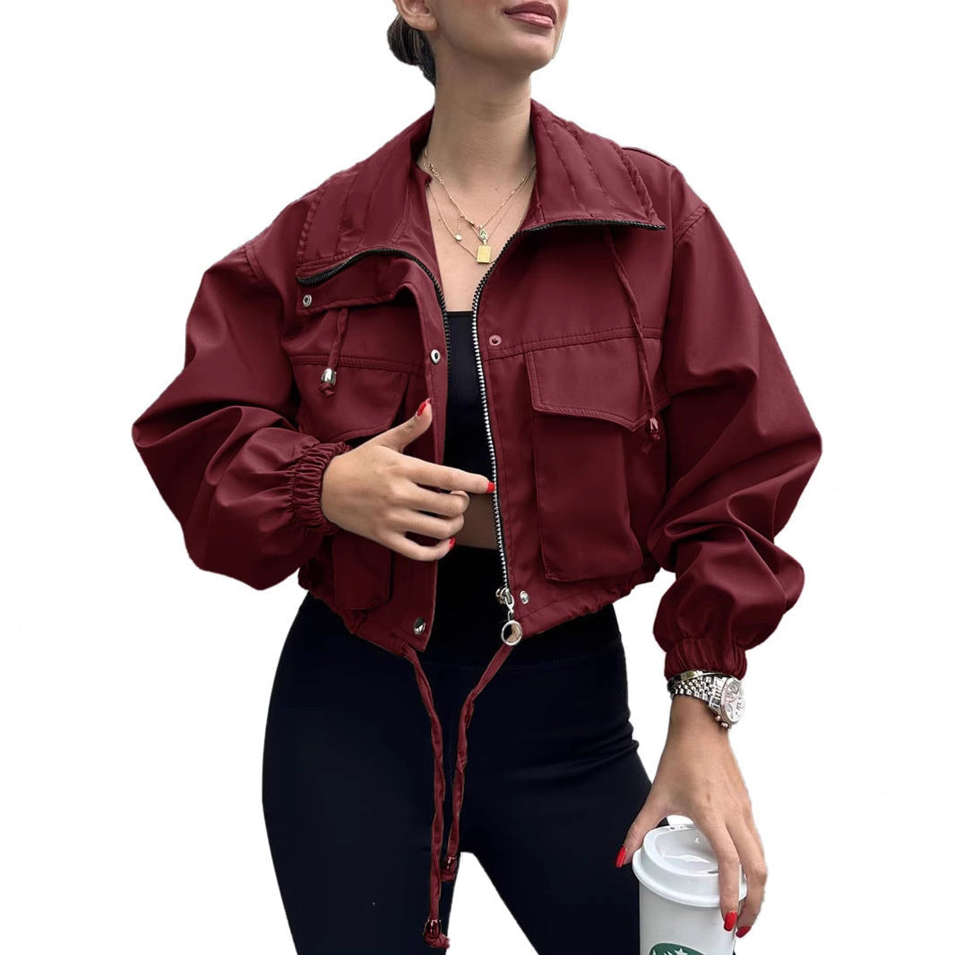 Damen Kurzjacke mit Kordelzug und elastischen Bündchen
