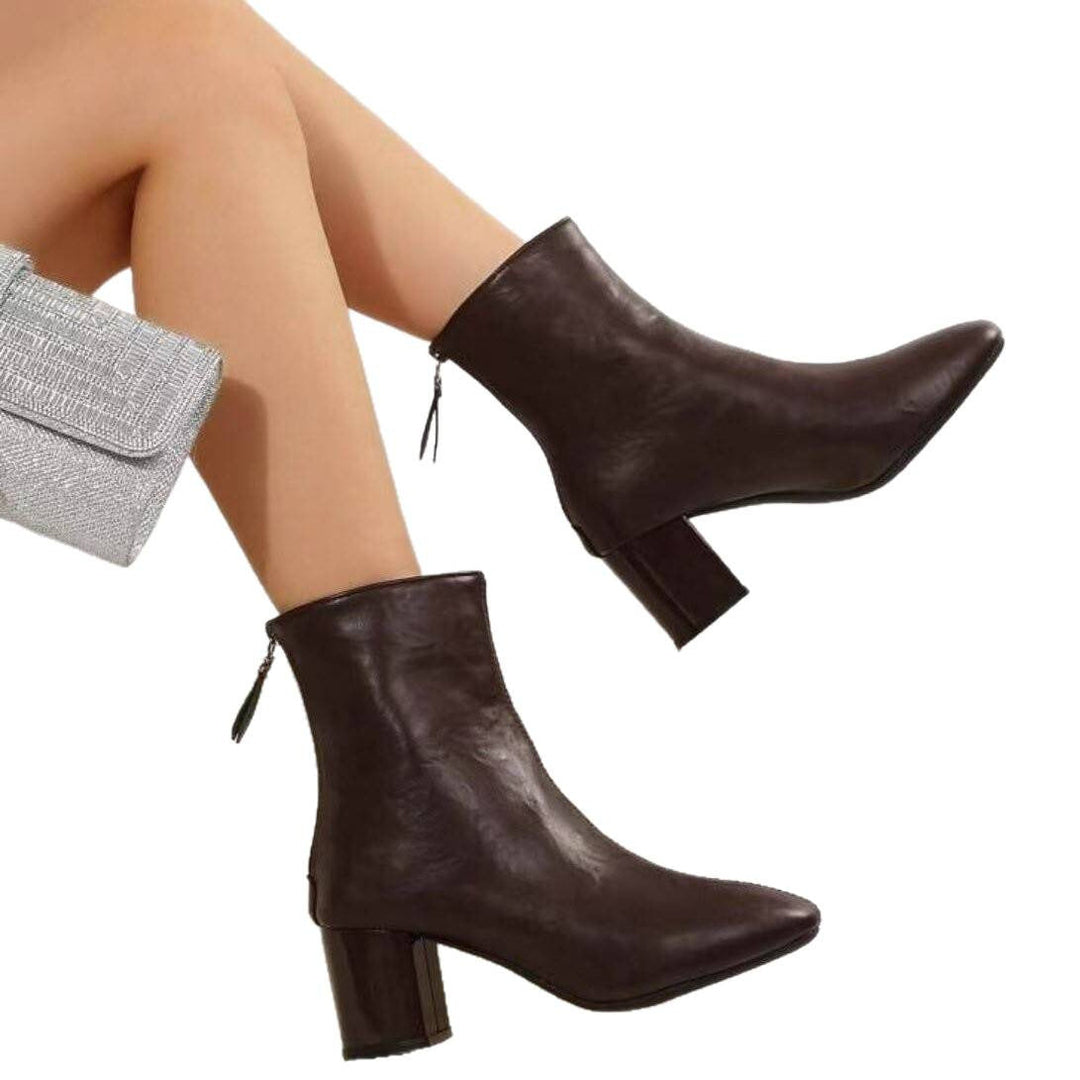 Botins de senhora com fecho e salto bloco moderado