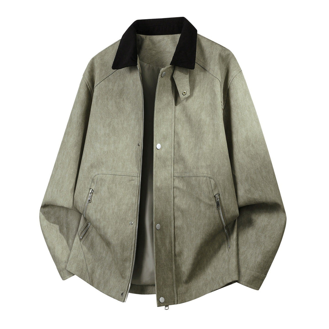 Herren Oversized Harringtonjacke mit Cordkragen und Zwei-Wege-Reißverschluss