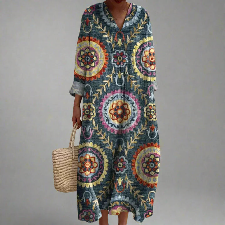 Ava | Geometrisches Midi-Kleid