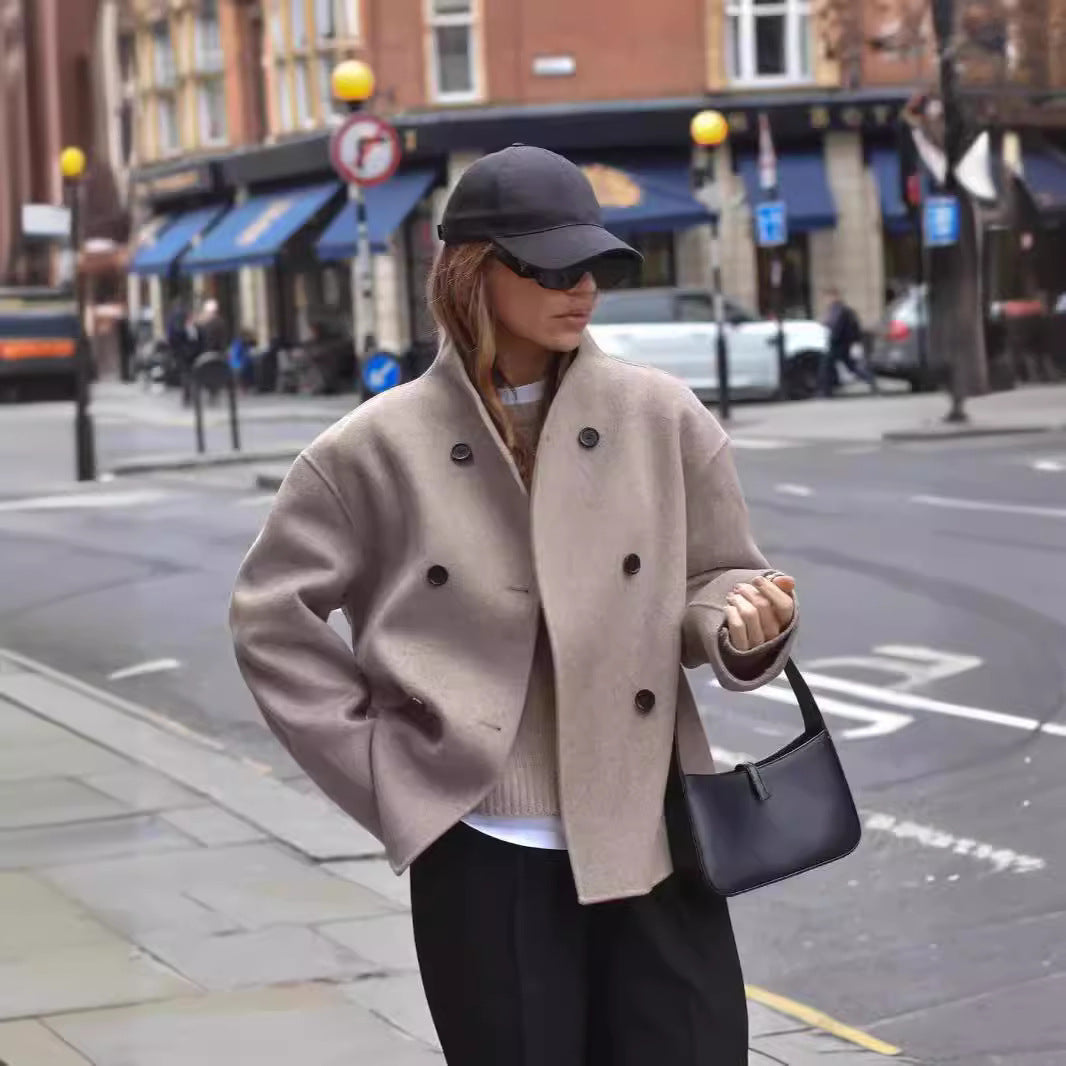 Damen Oversized Jacke mit Doppelreißverschluss und Taschen