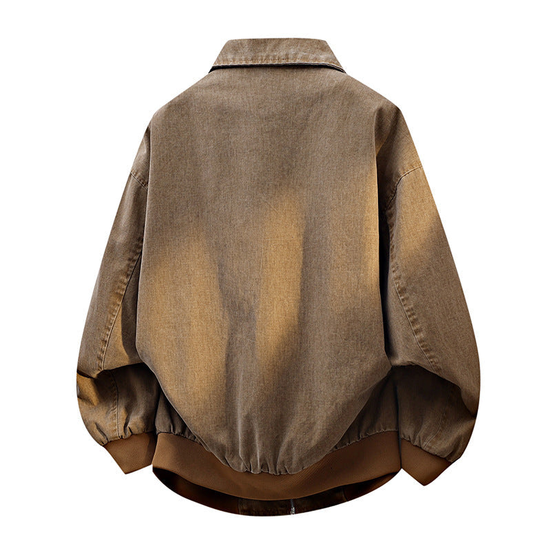Herren oversized Freizeit-Bomberjacke mit Reißverschluss und Stehkragen