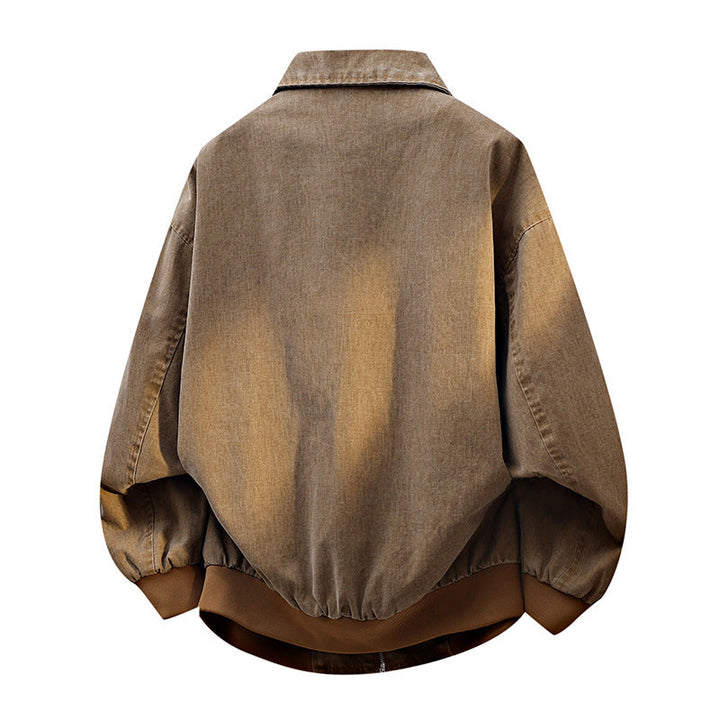 Herren oversized Freizeit-Bomberjacke mit Reißverschluss und Stehkragen