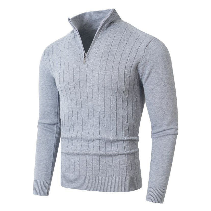 Maglione da uomo con motivo a trecce e collo alto