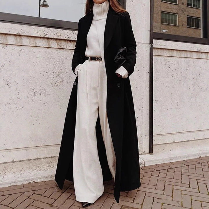 Cappotto lungo da donna a maniche lunghe con tasche