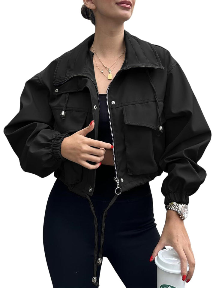 Damen Kurzjacke mit Kordelzug und elastischen Bündchen